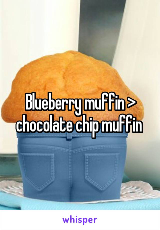Blueberry muffin > chocolate chip muffin 