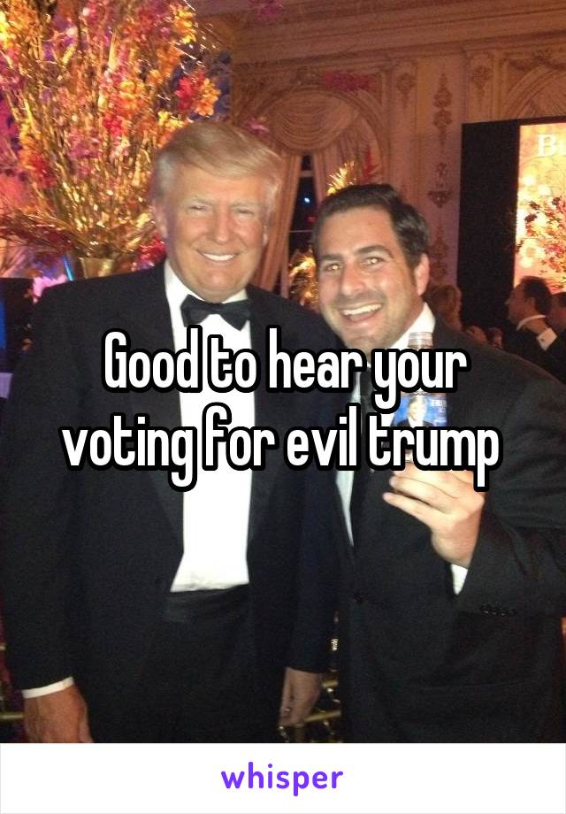 Good to hear your voting for evil trump 