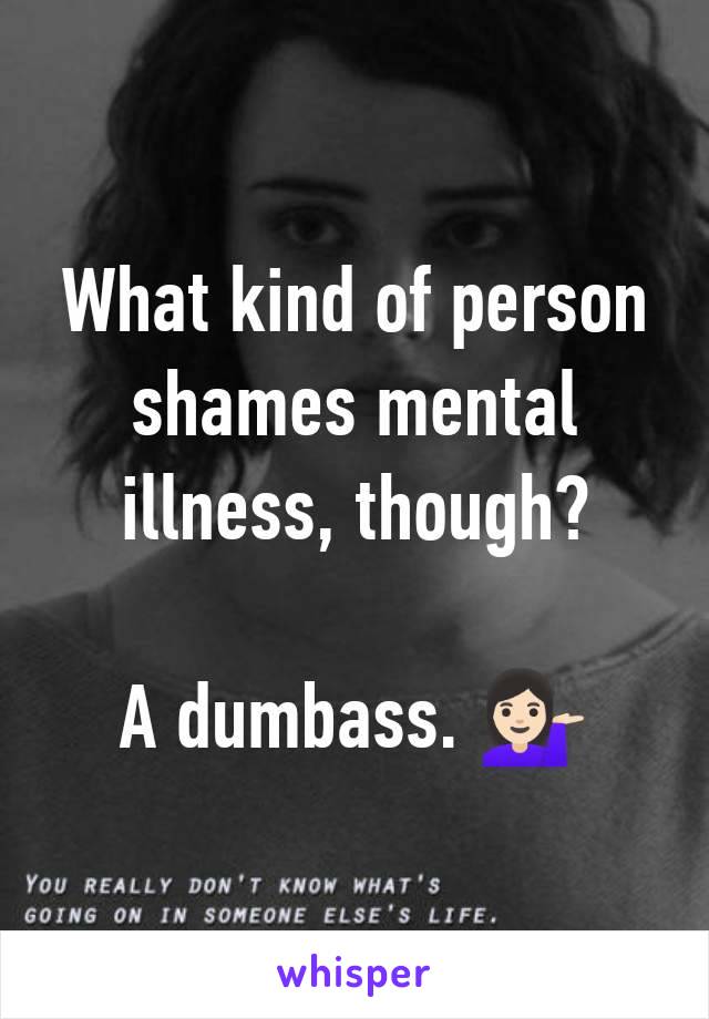 What kind of person shames mental illness, though?

A dumbass. 💁🏻‍♀️