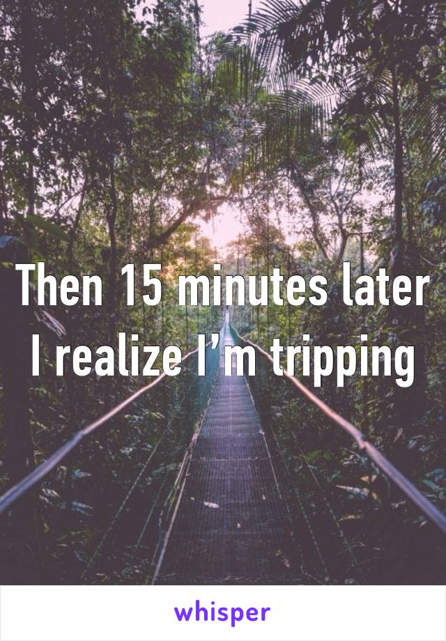 Then 15 minutes later I realize I’m tripping 