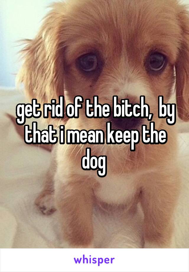 get rid of the bitch,  by that i mean keep the dog 
