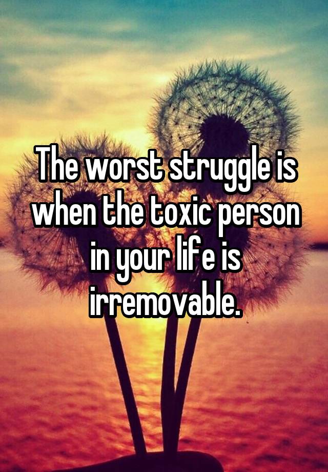 The worst struggle is when the toxic person in your life is irremovable.
