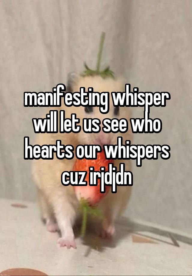 manifesting whisper will let us see who hearts our whispers cuz irjdjdn