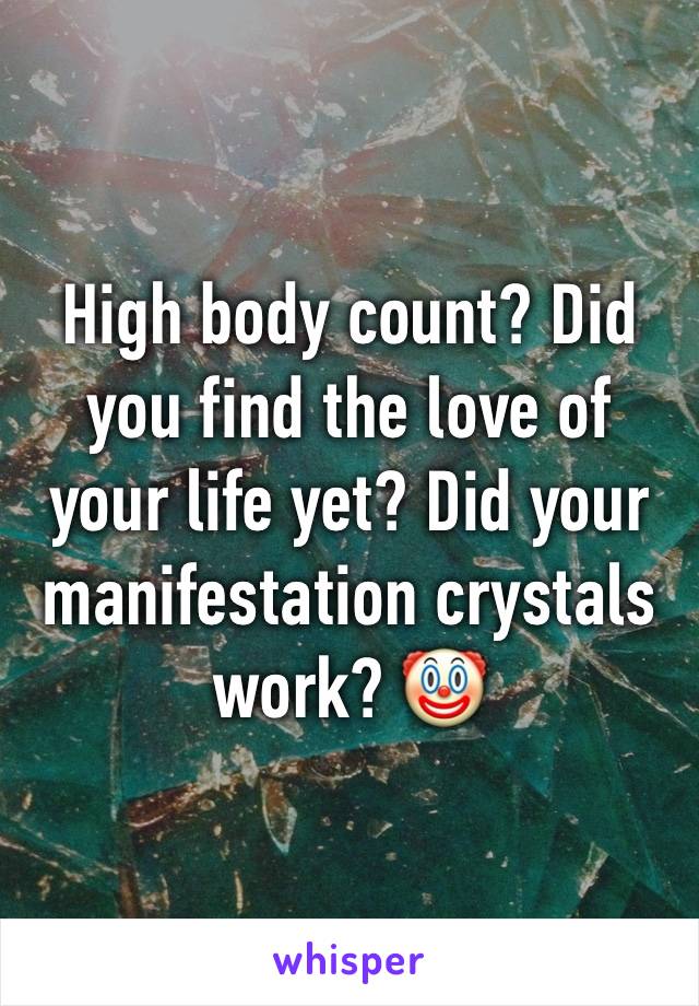 High body count? Did you find the love of your life yet? Did your manifestation crystals work? 🤡 