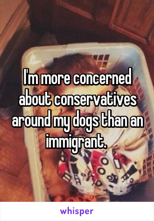 I'm more concerned about conservatives around my dogs than an immigrant. 