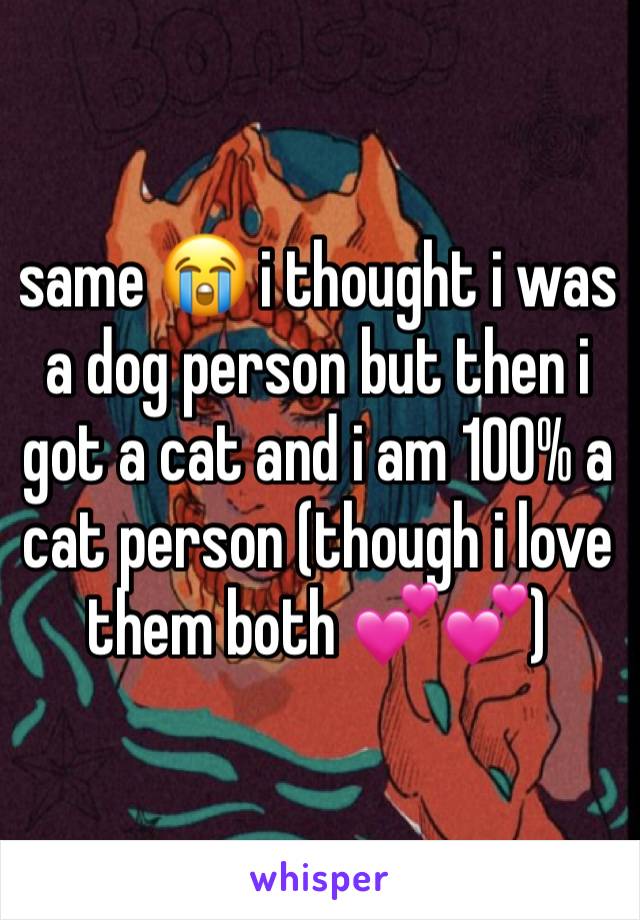 same 😭 i thought i was a dog person but then i got a cat and i am 100% a cat person (though i love them both 💕💕)