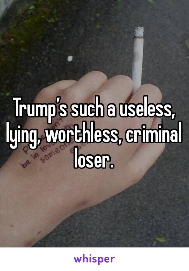 Trump’s such a useless, lying, worthless, criminal loser.