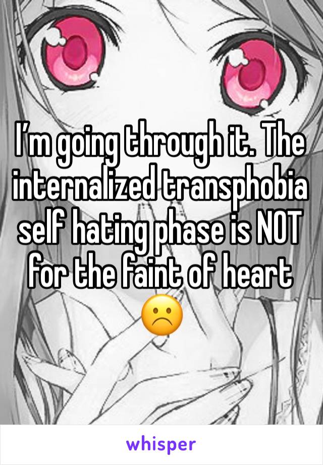 I’m going through it. The internalized transphobia self hating phase is NOT for the faint of heart ☹️