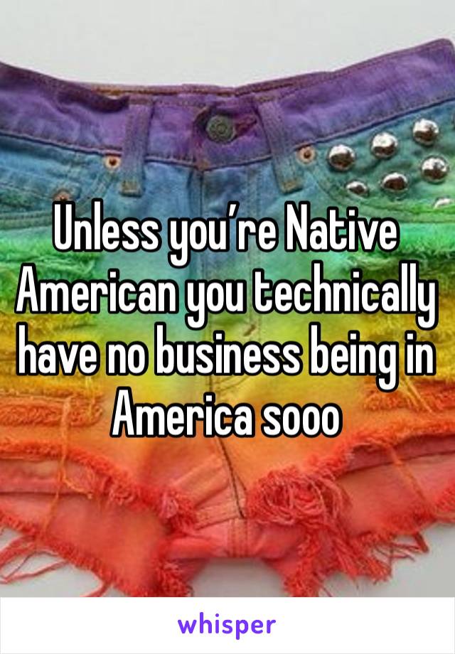 Unless you’re Native American you technically have no business being in America sooo