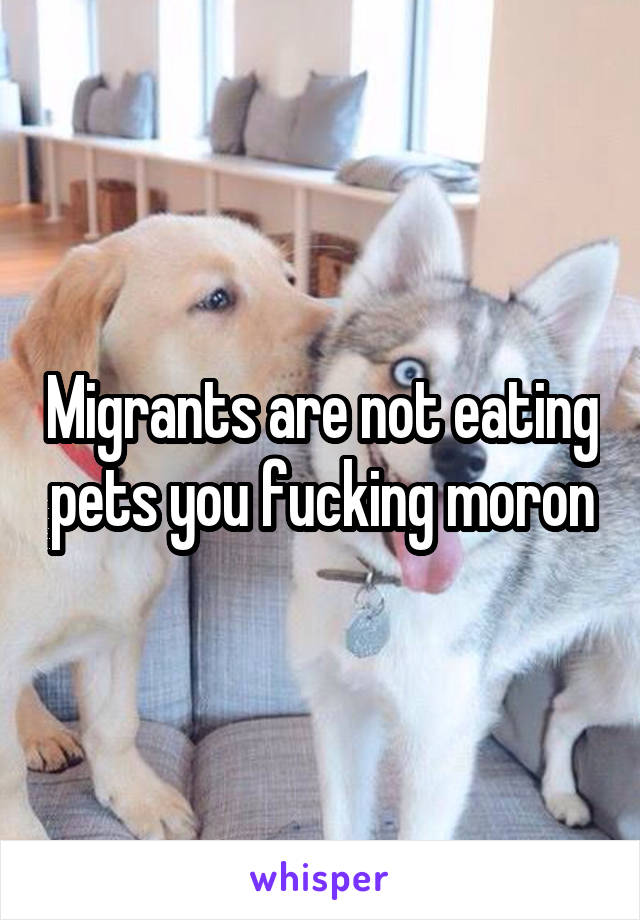 Migrants are not eating pets you fucking moron