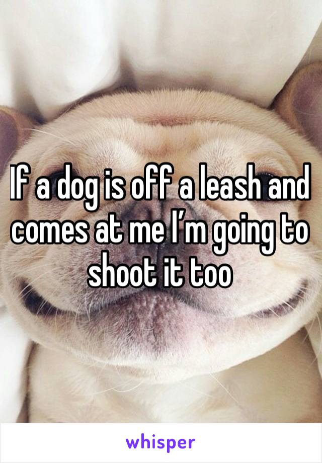 If a dog is off a leash and comes at me I’m going to shoot it too