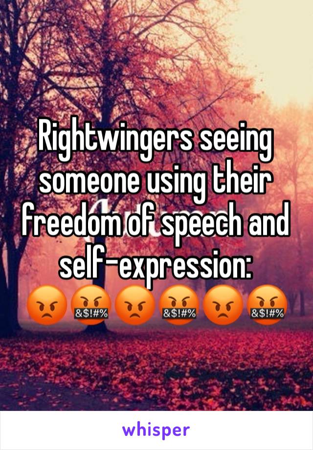 Rightwingers seeing someone using their freedom of speech and self-expression:
😡🤬😡🤬😡🤬