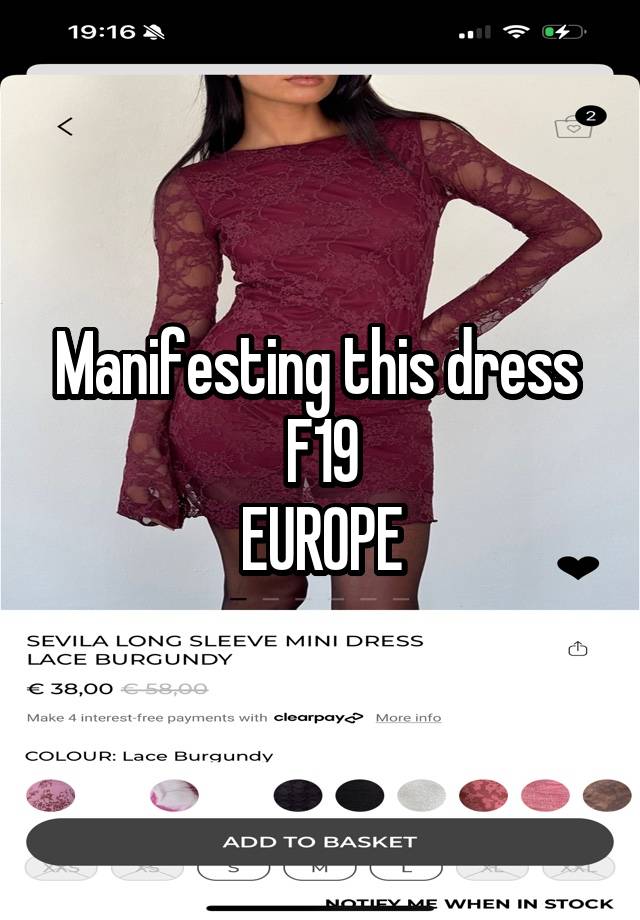 Manifesting this dress 
F19
EUROPE