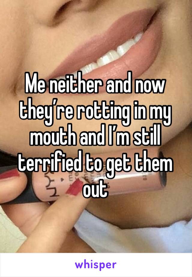 Me neither and now they’re rotting in my mouth and I’m still terrified to get them out