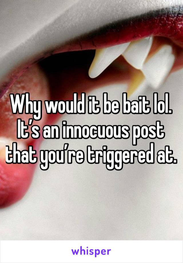 Why would it be bait lol. It’s an innocuous post that you’re triggered at.