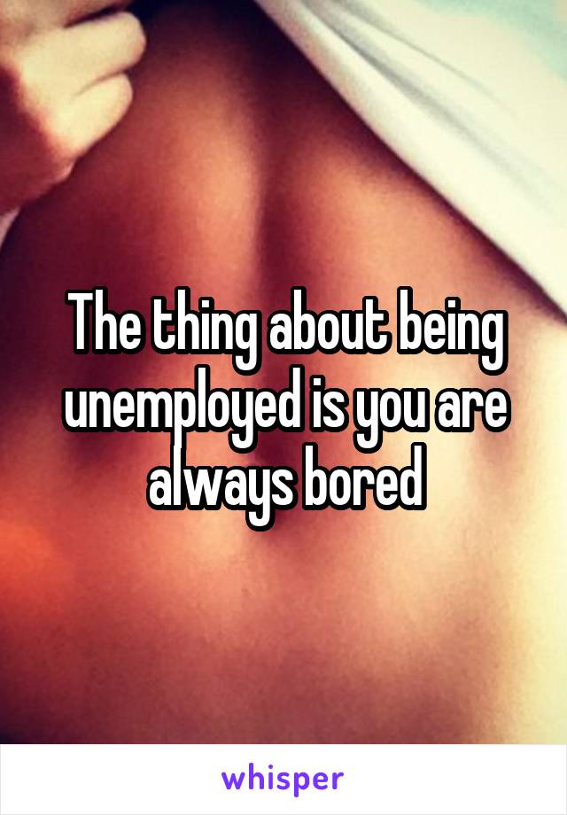 The thing about being unemployed is you are always bored