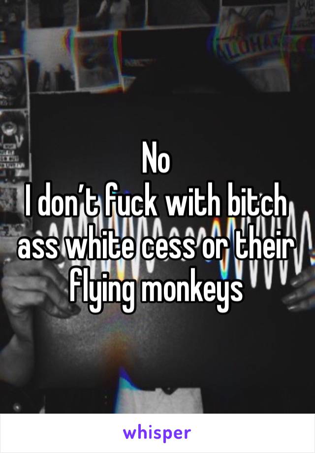 No
I don’t fuck with bitch ass white cess or their flying monkeys