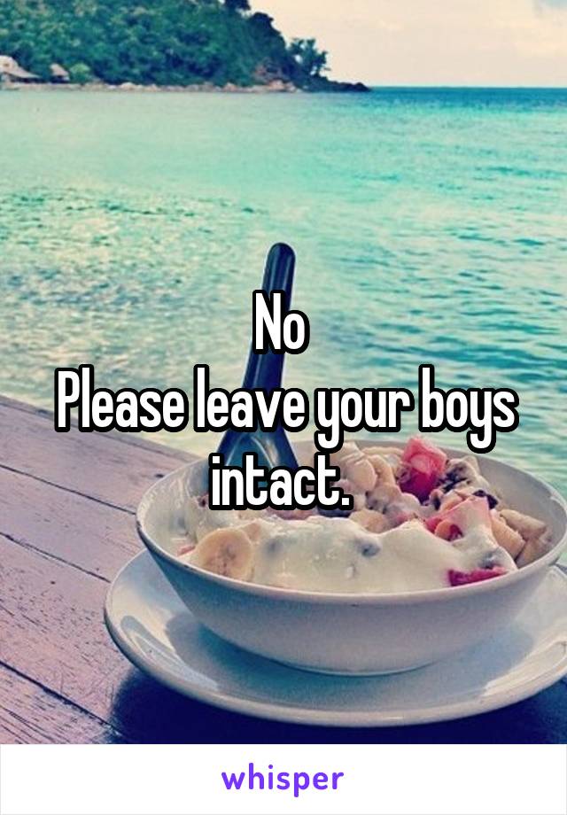 No 
Please leave your boys intact. 