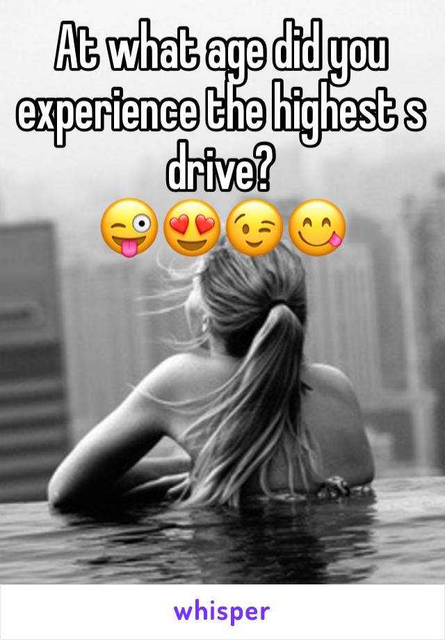 At what age did you experience the highest s drive?
😜😍😉😋