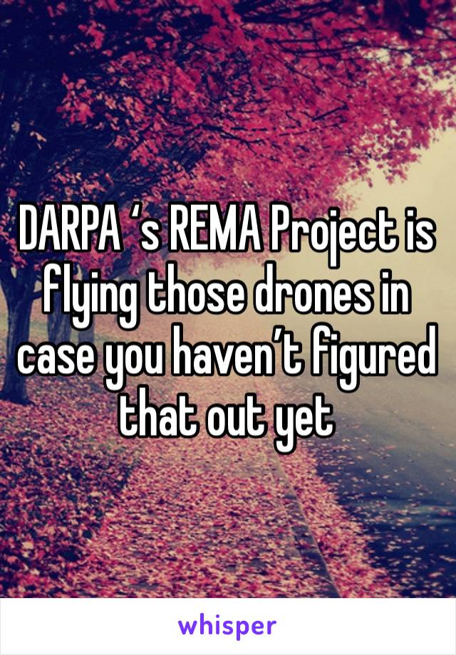 DARPA ‘s REMA Project is flying those drones in case you haven’t figured that out yet