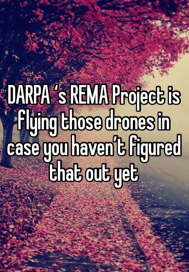 DARPA ‘s REMA Project is flying those drones in case you haven’t figured that out yet