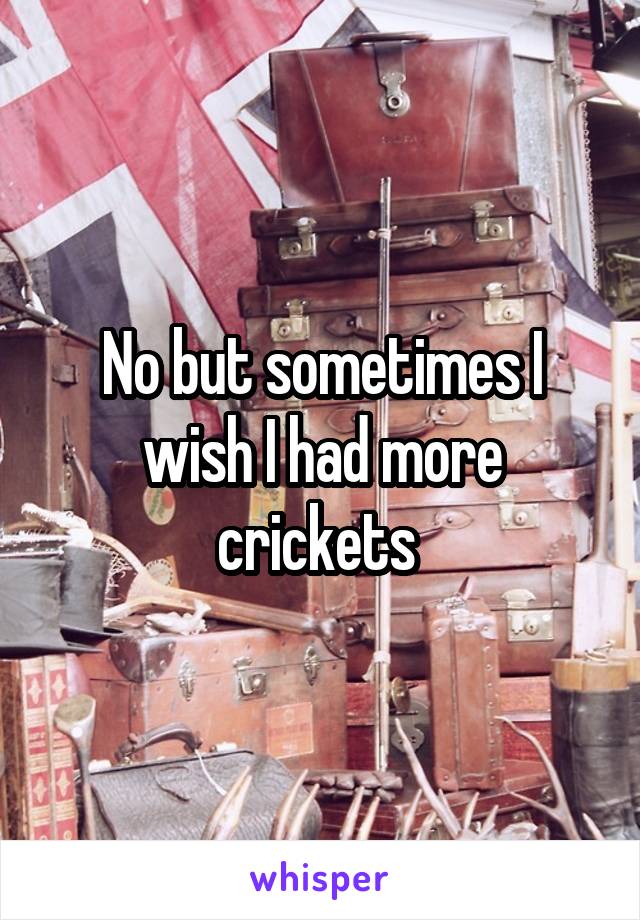 No but sometimes I wish I had more crickets 